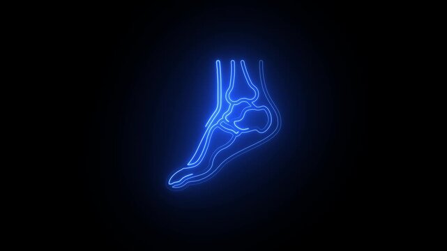 Glowing Blue Neon Foot Anatomy Medical skeletal system foot skeleton neon outline