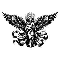 Obraz premium Angel carrying child vector illustration