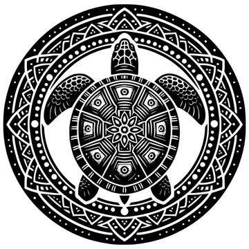 Turtle with mandala design vector illustration