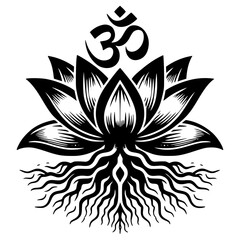 Obraz premium Lotus flower with Om symbol vector illustration