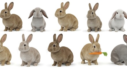 Obraz premium Cute rabbits carrot healthy pet animal rabbit eating vegetables fresh
