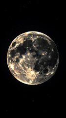 Moon's Radiant Glow: The moon's radiant surface, its craters and textures beautifully displayed against a star-studded expanse.