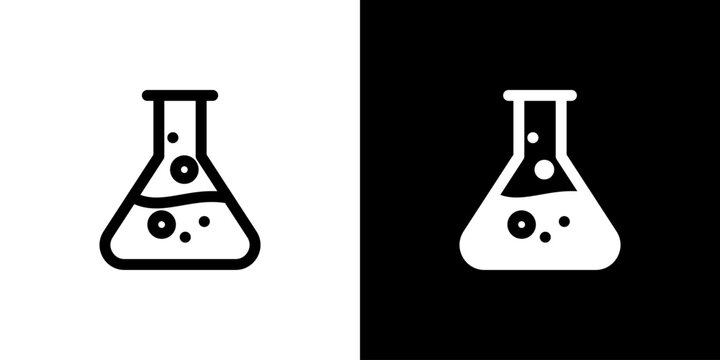 Flask icon concept with flat Black White Background. Vector illustration.