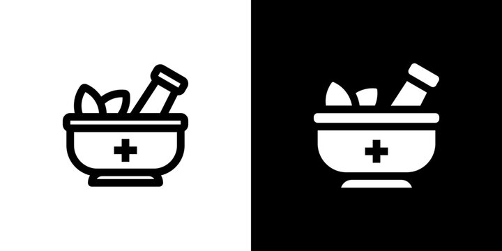 Mortar icon concept with flat Black White Background. Vector illustration.