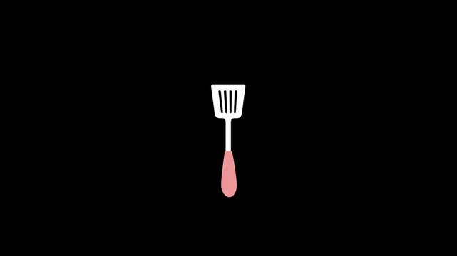 kitchen spatula utensil concept icon animation with alpha channel