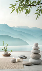 Minimal wellness background, serene and clean composition