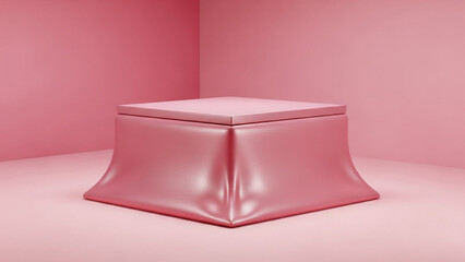 Minimalist Tranquil Pink Podium Display in a Monochromatic Studio Setting 3D Render
