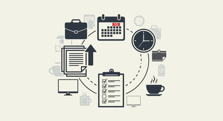 Business Workflow and Task Management Icons Vector Set
