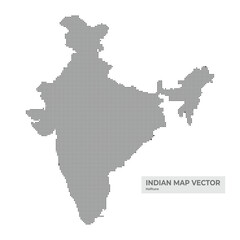 Obraz premium Indian Map Halftone. Black and White Dots, Halftone effect.