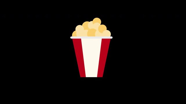 Popcorn snack food concept icon animation with alpha channel