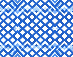 Geometric blue and white diamond pattern with overlapping chevrons