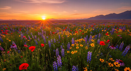 Obraz premium sunset in the field