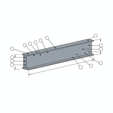 teel structural component labeling layout without text, technical flat diagram composition, monochrome industrial palette, vector engineering illustration