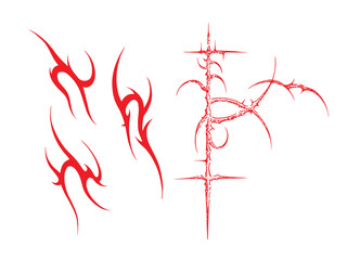 hand drawn bundle neo tribal illustrations, tattoo design element, streetwear element