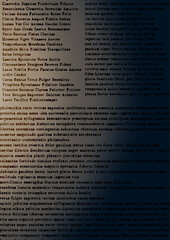 Obraz premium 暗闇に浮かぶ古い書物のテキスト背景・アンティークな英字新聞風の幻想的テクスチャ