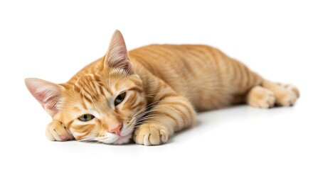 Obraz premium Orange Tabby Cat Lying Down Relaxing.