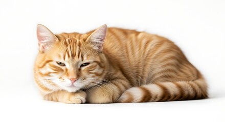 Obraz premium Orange Tabby Cat Lying Down Relaxing.