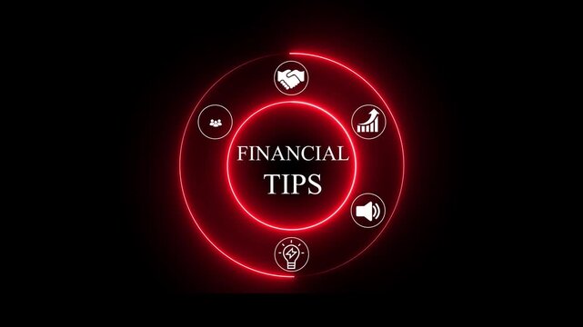 Financial tips concept with Digital Icons Illustrating Modern Technology Applications in Business and Industry. Business, Technology, Internet and network concept. 4k animation
