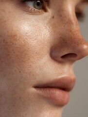 dermatology skin texture study, realistic pores and even tone,