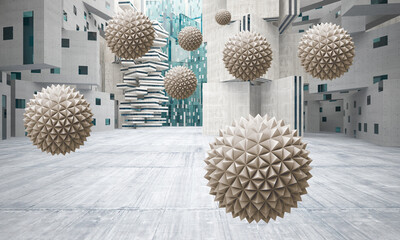 Abstract background in the form of high-rise buildings made of dark concrete with blue windows. 3D illustration and rendering © gorg