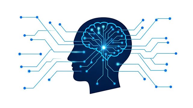 AI Brain Circuitry Human Head Technology Digital Network Futuristic