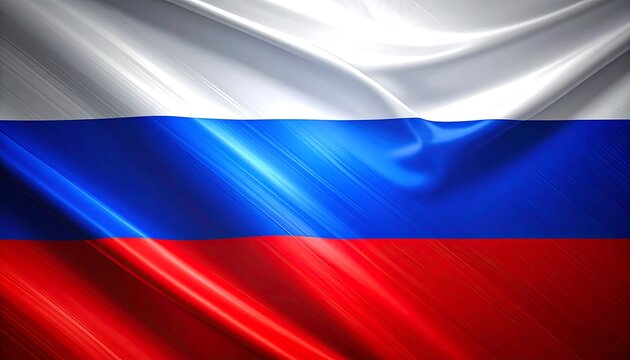 Waving Russian Flag with Realistic Fabric Texture and Lighting.
