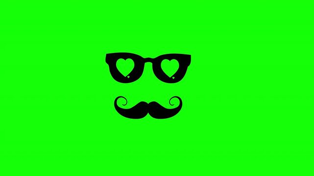 Glasses and mustache concept icon loop animation video with alpha channel