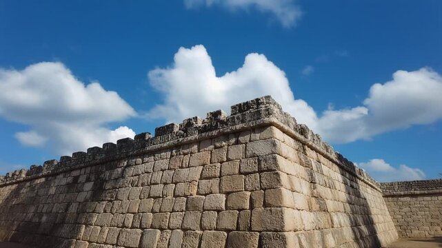 Ancient Mayan Temple Stone Walls Uxmal.