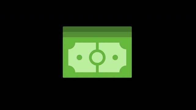 money banknote concept icon loop animation video with alpha channel