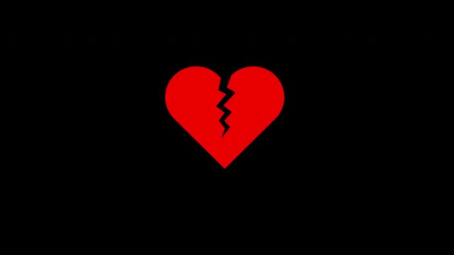 broke Heart love, romance or valentine's day concept icon loop animation video with alpha channel