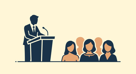 Flat illustration of professional team meeting and business discussion