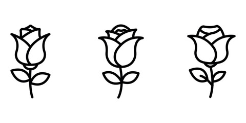 Fototapeta premium Rose outline or line icon design bundle.