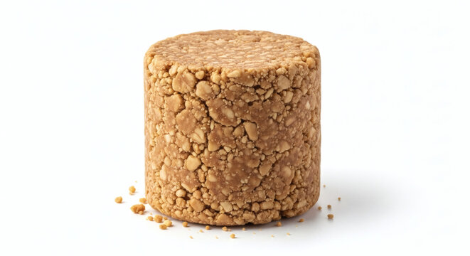 Brazilian peanut candy pa&ccedil;oca isolated on white background, crumbly texture, dessert concept