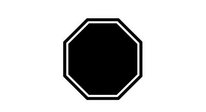 Generic stop sign shape with white outline on plain background transparent background
