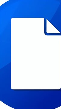 Blue Document Icon with White Paper Page and Shadow Motion Graphic Footage