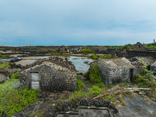 Naklejka premium Stone houses in the ancient salt fields of Yanding, Danzhou, Hainan