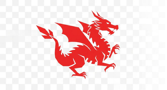 Minimalist Red Welsh Dragon Vector Illustration