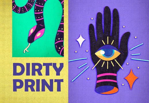 Halftone Printer Image Effect Mockup