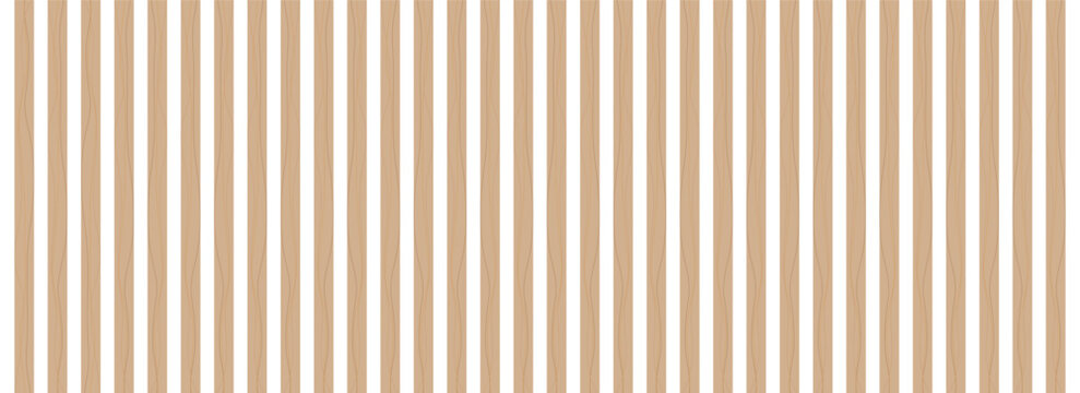 Wooden slat wall background with vertical light brown slats, modern minimalist interior design element, Transparent background