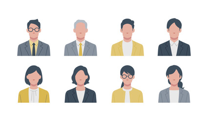 Set of faces of business people