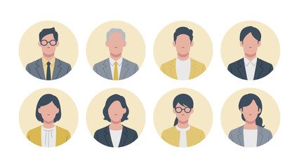 Set of faces of business people