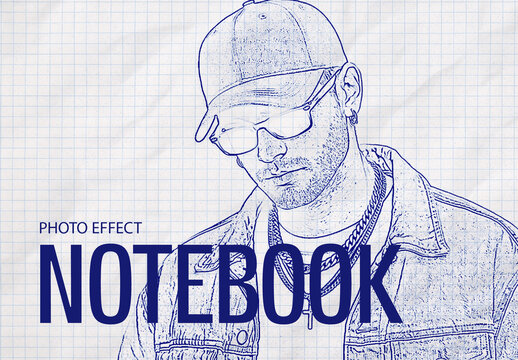Notebook Line Art Paint Photo Effect