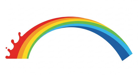 Obraz premium Vibrant rainbow with red paint splatter on white background