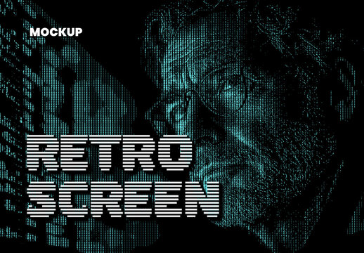 Pixel  Retro Screen Effect Mockup