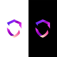 Shield logo with 3d colorful design, simple and colorful