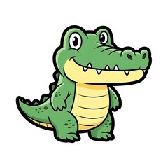 Fototapeta premium Cartoon Alligator Illustration with Green Scales.