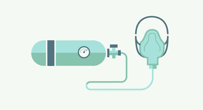 Oxygen Tank and Medical Mask - Flat Design Vector