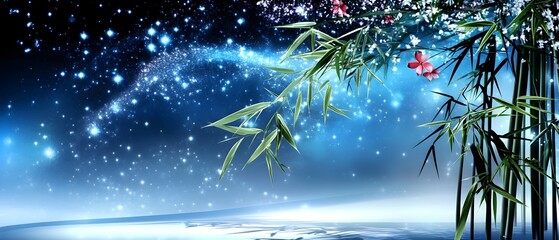 Tanabata bamboo and starry sky.