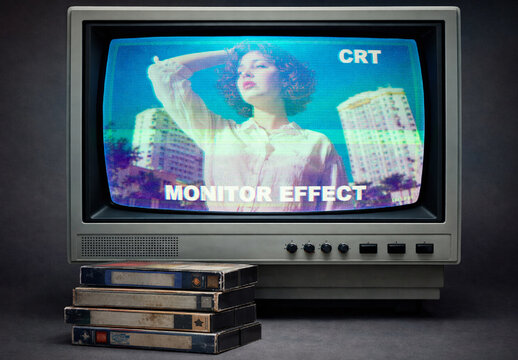 Vintage CRT Monitor Photo Effect