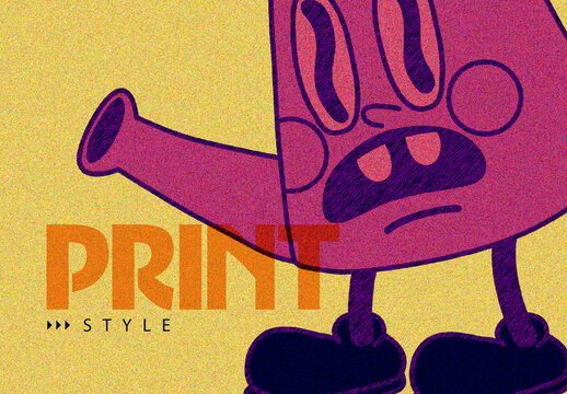 Grain Retro Printer Image Effect Mockup